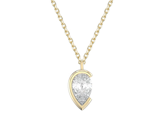 Pear Cut Diamond Pendant, 0.27ct Laboratory Grown Diamonds - 9ct Yellow Gold - A21.00029.9YLCA