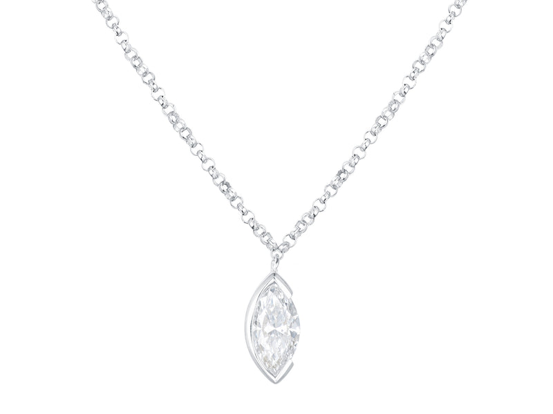 Marquise Cut Diamond Pendant, 0.53ct Laboratory Grown Diamonds - 9ct White Gold - A21.00059.9WLCA