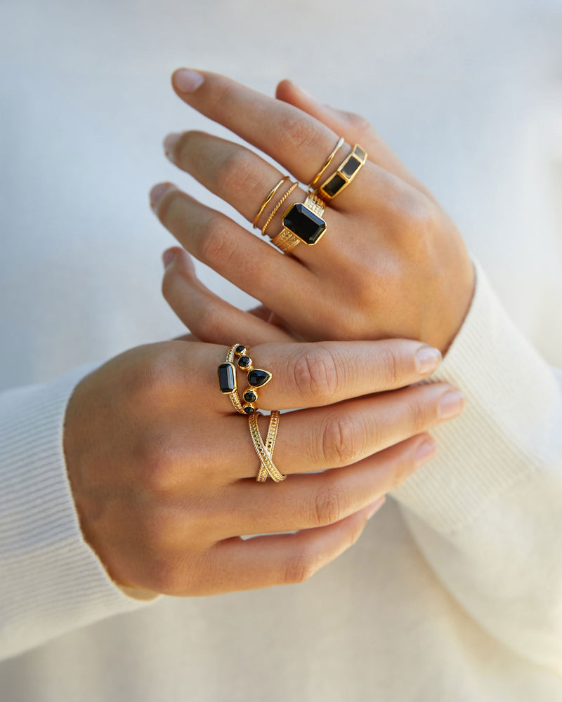 Black Onyx Large Rectangle Ring, P 1/2  - Gold - RG10246-GBONX