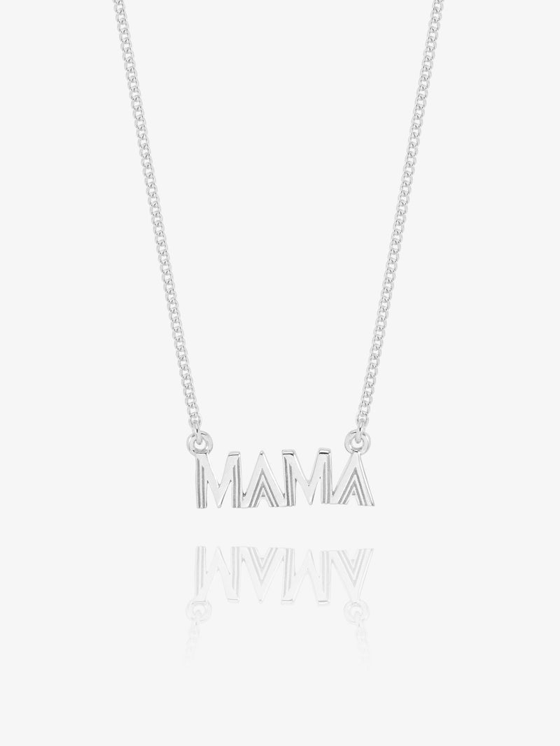Mini Art Deco Mama Necklace - Silver - ALMNSSMINI