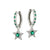 Celeste Mini Star Hoop Earrings - Emerald Green & Silver - AS22SGE24