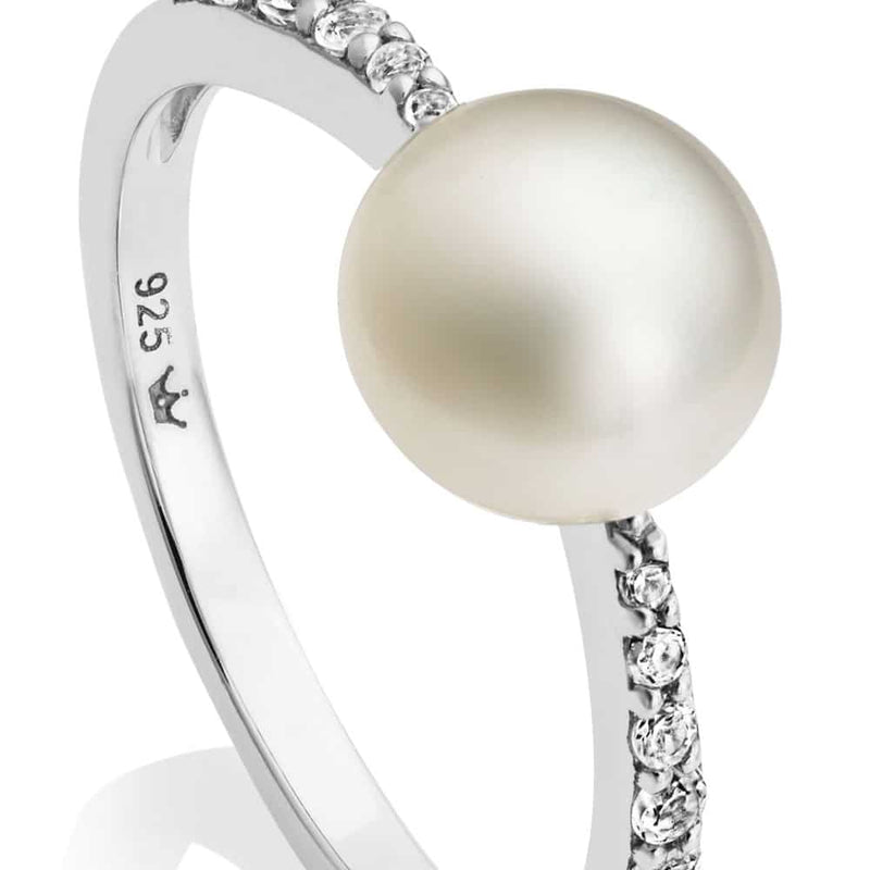 Amberley Pearl Ring, Size M - Silver - 1713688
