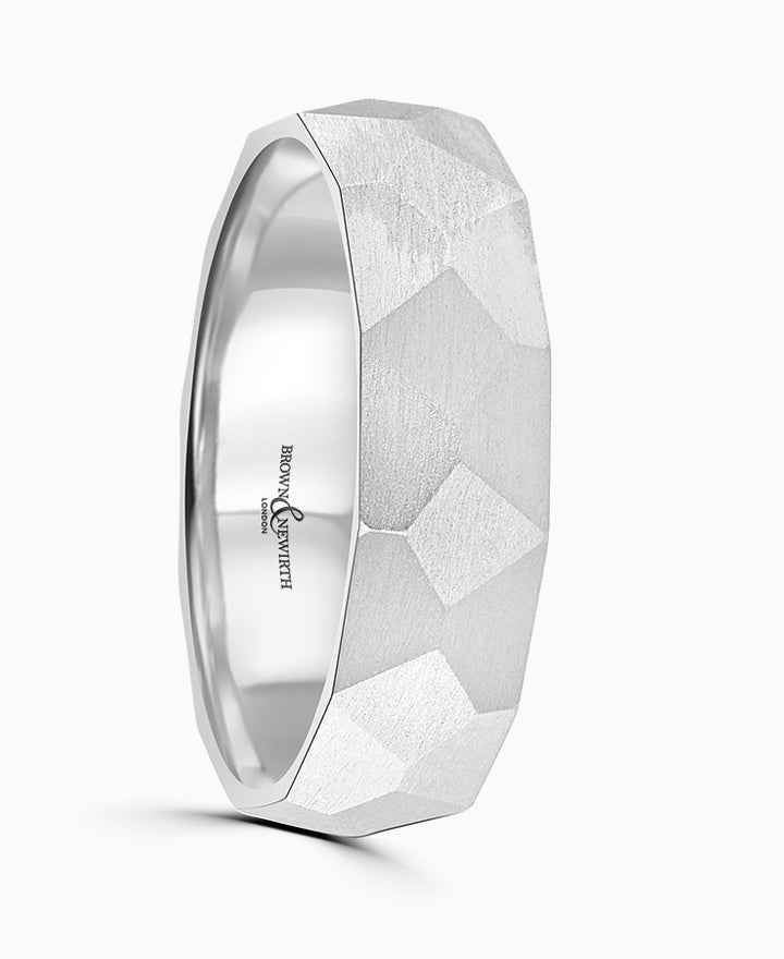 Platinum Facets Wedding Ring
