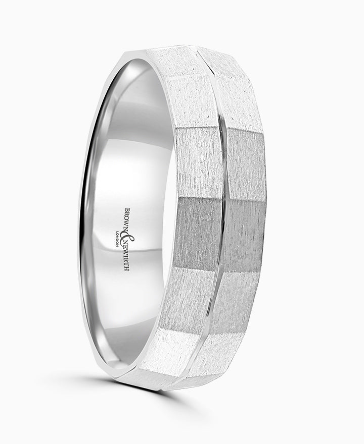 Platinum Facets Wedding Ring