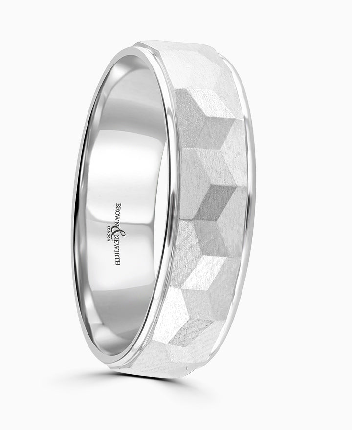 Platinum Facets Wedding Ring