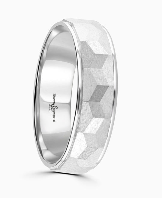 Platinum Facets Wedding Ring