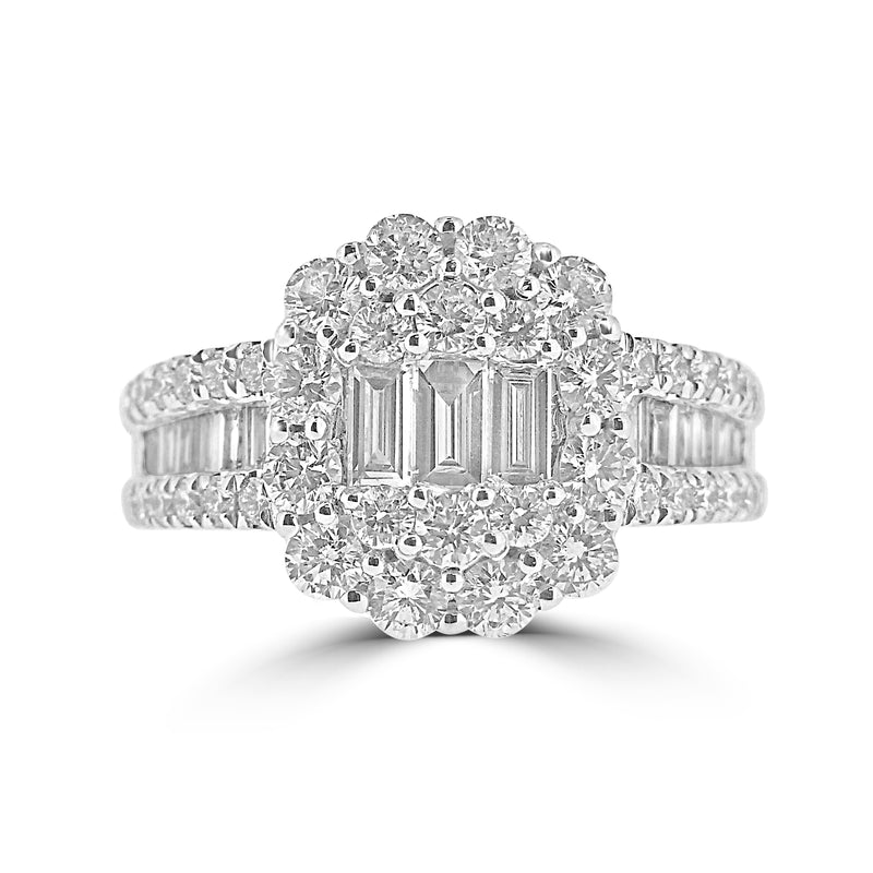 18ct White Gold Octavia Halo Illusion Ring - 1.71ct