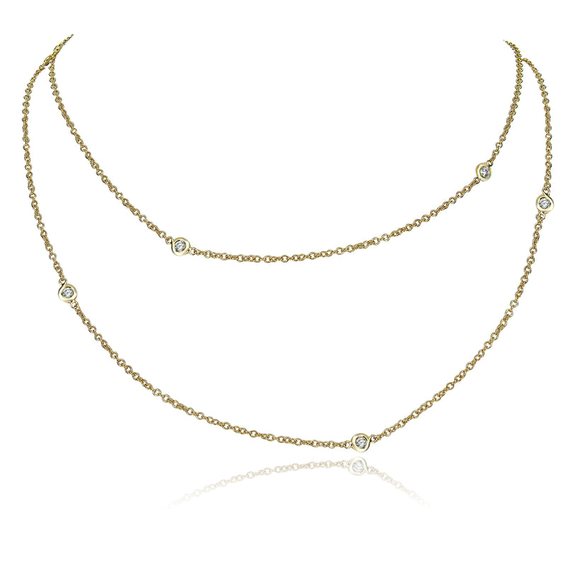 Diamond Spectacle Set Line Necklace, 0.59ct - 18ct Yellow Gold