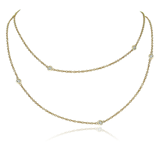 Diamond Spectacle Set Line Necklace, 0.59ct - 18ct Yellow Gold