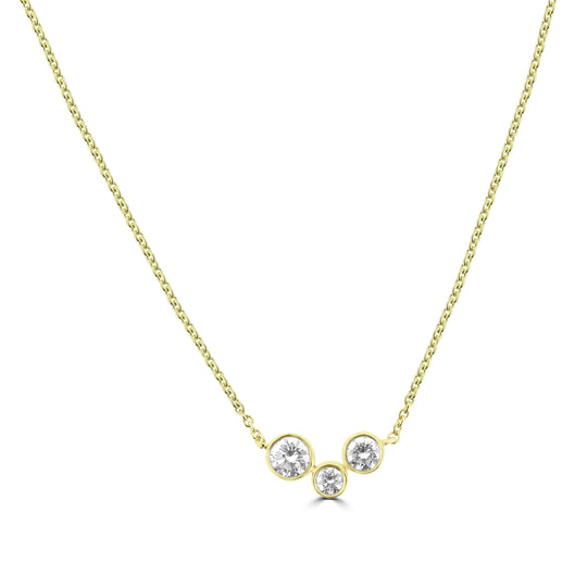 18ct Yellow Gold Round Brilliant Cut Diamond Bubble Pendant - 0.37ct