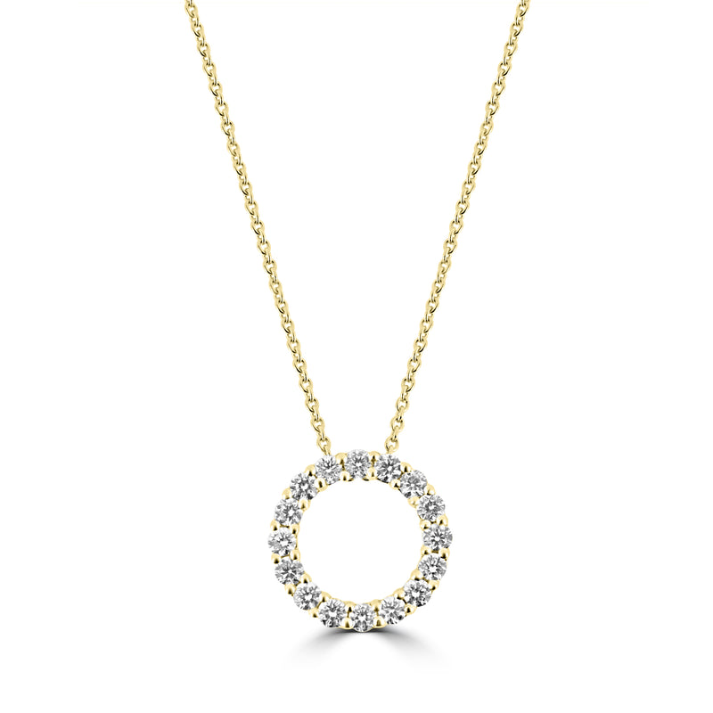 18ct Yellow Gold Round Brilliant Cut Diamond Circle Pendant - 0.53ct