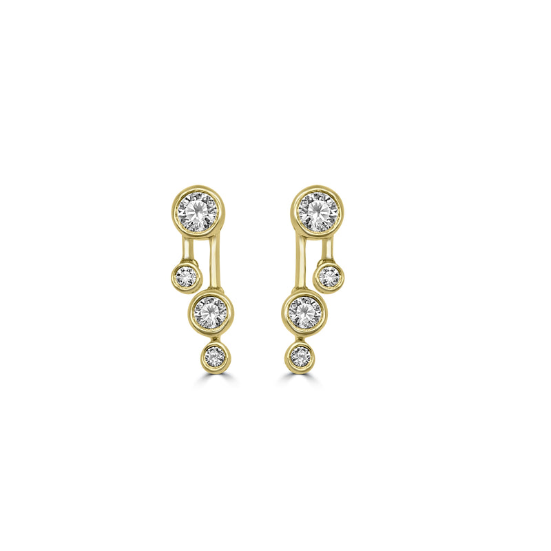 18ct Yellow Gold Round Brilliant Cut Diamond Bubble Drop Earrings - 0.39ct