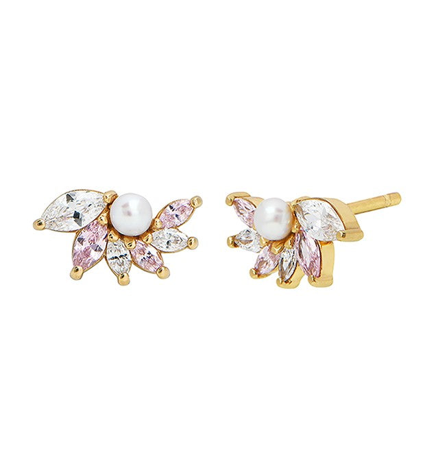 Isla Marquise Fan Stud Earrings, Blush/Clear - Gold - AS22TRE46