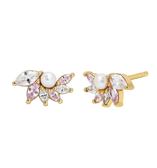 Isla Marquise Fan Stud Earrings, Blush/Clear - Gold - AS22TRE46