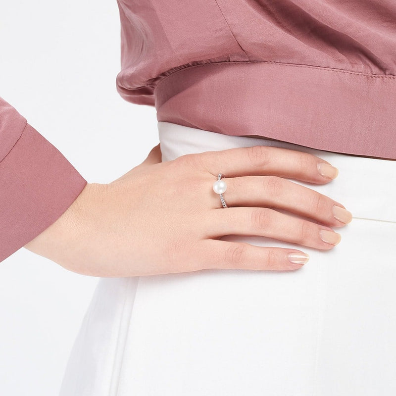 Amberley Pearl Ring, Size M - Silver - 1713688