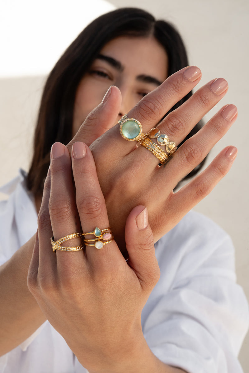 Green Quartz Cocktail Ring - Gold - RG10176-GGQZ