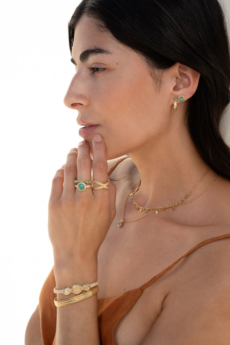 Small Turquoise Stud Earrings - Gold - ER10305-GTQ