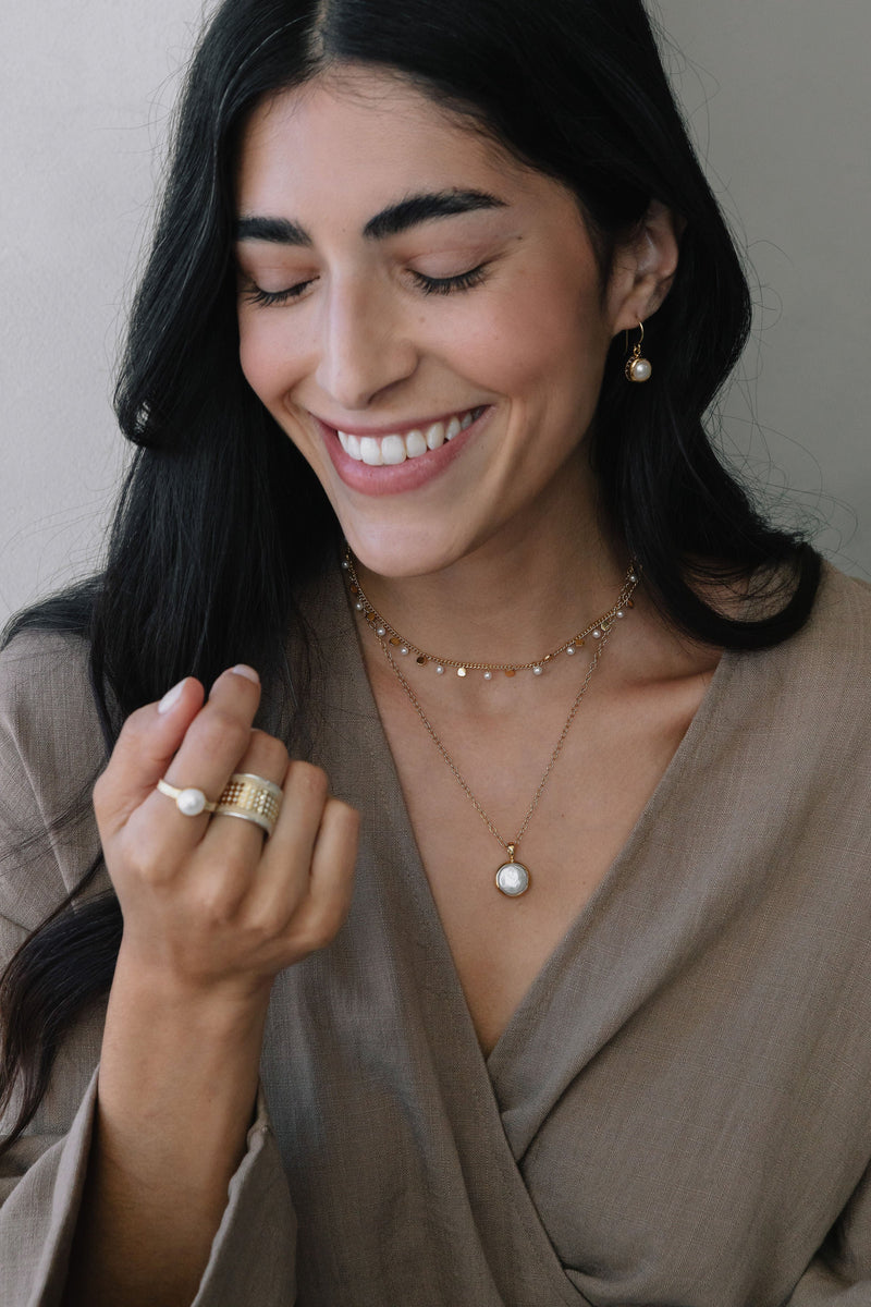 Medium Pearl Stacking Ring - Gold - RG10494-GPL