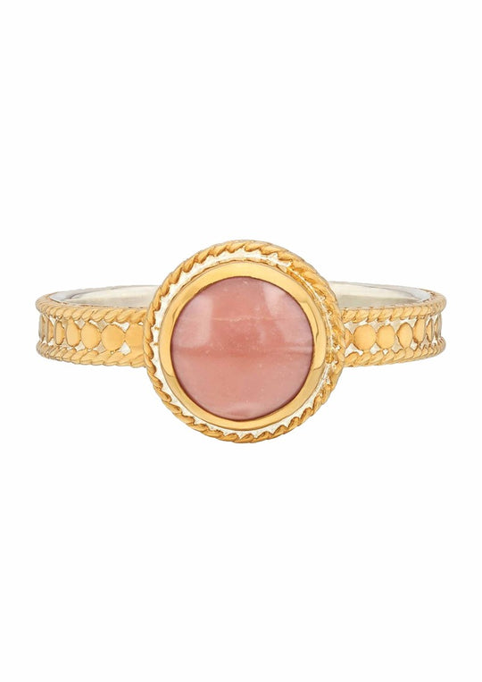 Antigua Stacking Ring - Gold/Pink Opal - RG10551-GPKOP