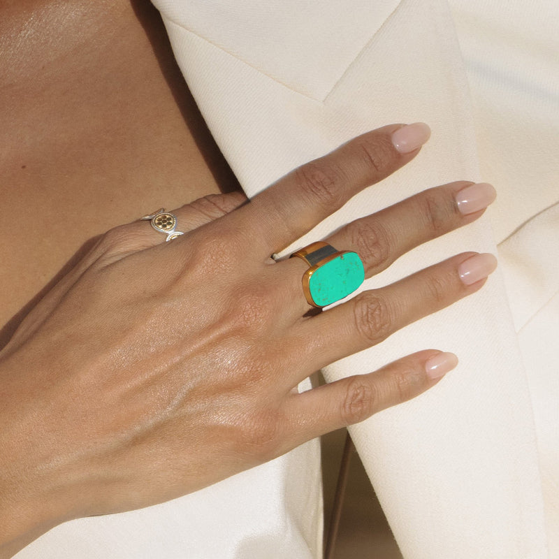 Turquoise Atitlán Ring - Gold - RG10562-GTQ