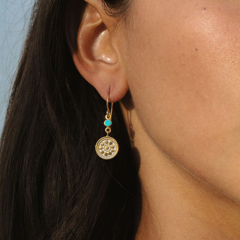 Artista Double Drop Earrings - Gold/Turquoise - ER10668-GTQ