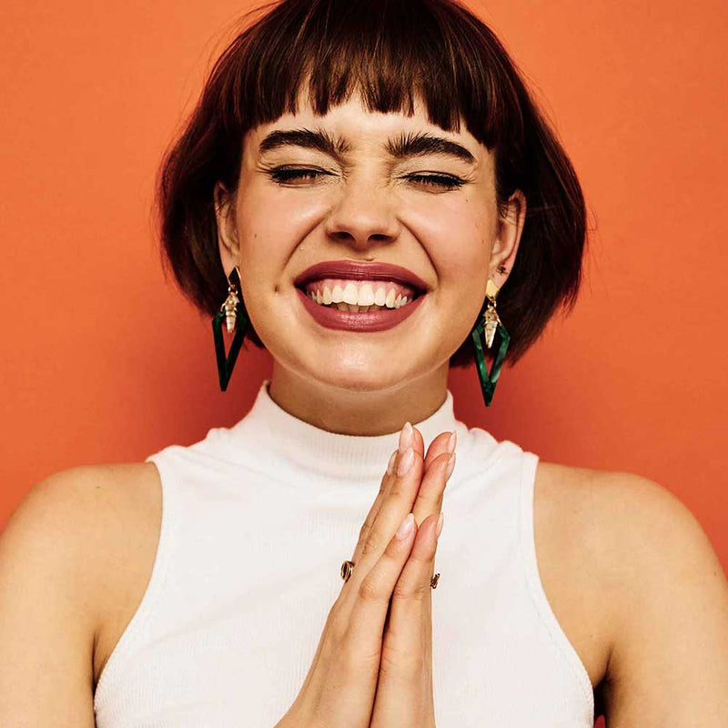 Emerald Pearl Arrowhead Earrings - Gold - 21EAHep