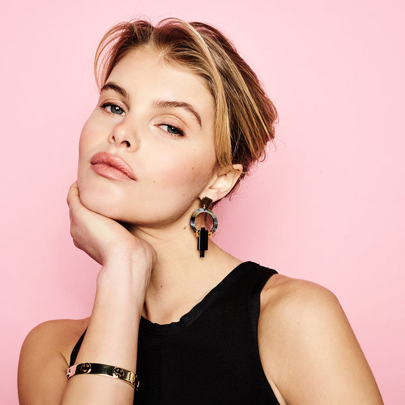 Petite Art Deco Chandelier Earrings - Inky Black - 24EPADCb