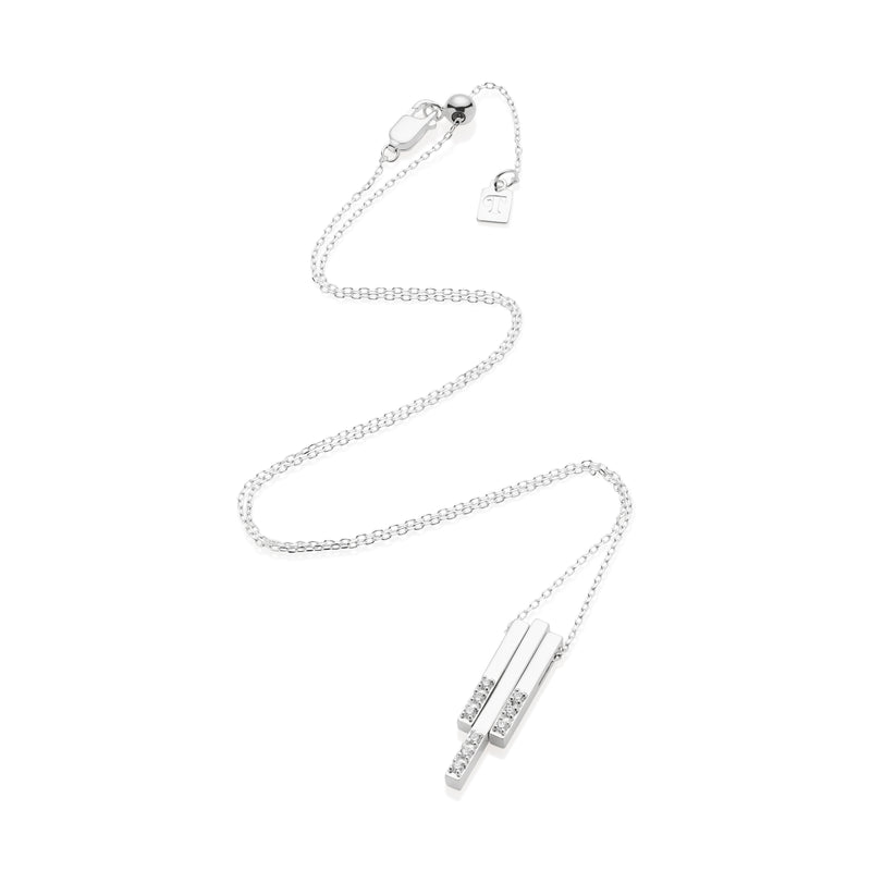 Art Deco Linear Pendant - Silver/Diamond