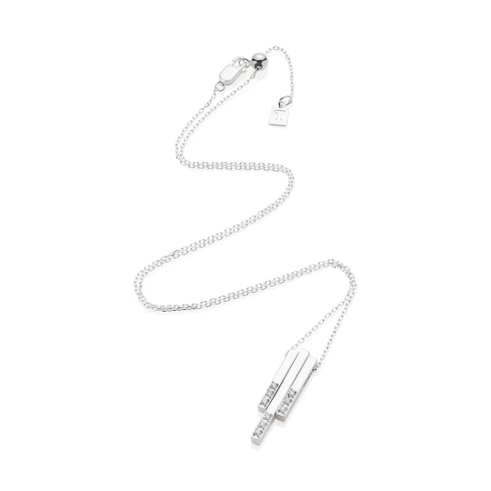 Art Deco Linear Pendant - Silver/Diamond