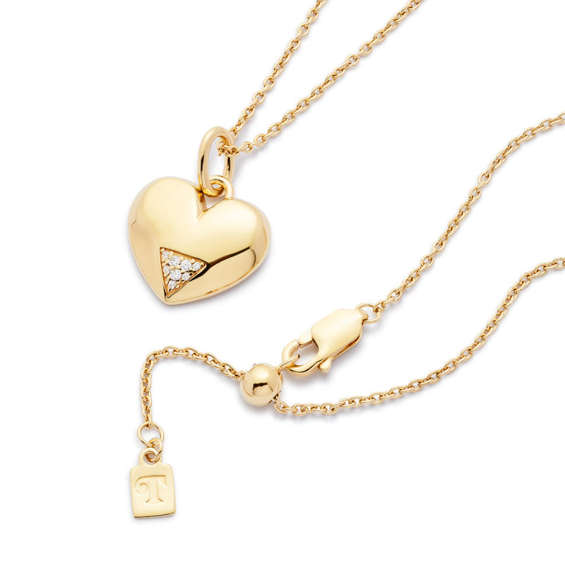Art Deco Hearts Pendant - Gold/CZ - SP-689