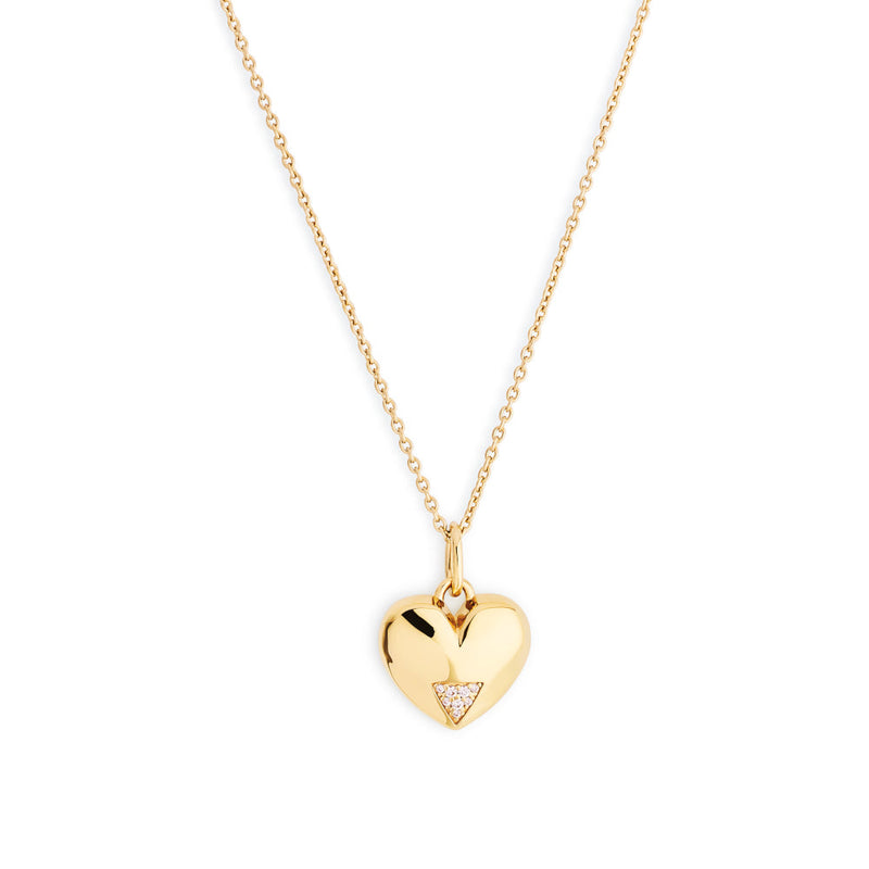 Art Deco Hearts Pendant - Gold/CZ - SP-689