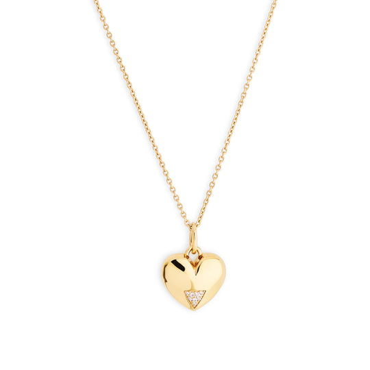 Art Deco Hearts Pendant - Gold/CZ - SP-689