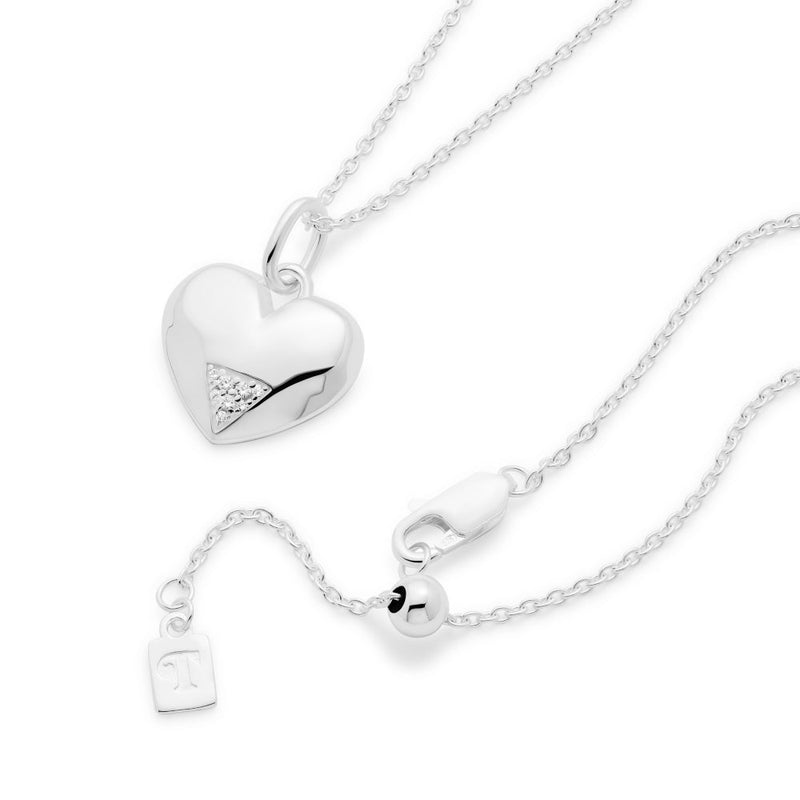 Art Deco Heart Pendant - Silver/CZ - SP-690
