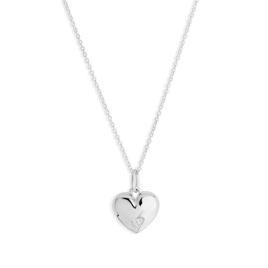 Art Deco Heart Pendant - Silver/CZ - SP-690