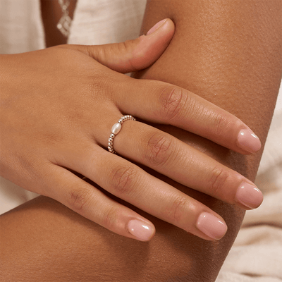 Mini Pearl Ring, Medium - Silver - SR2RP