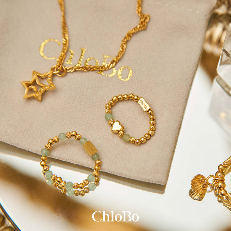 New Love Aventurine Ring, Medium - Gold - GR2AHEART