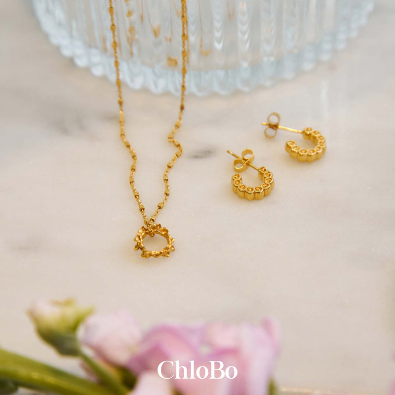 Delicate Cube Chain Wisteria Necklace - Gold - GNDC3423