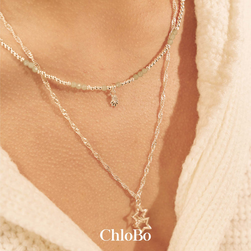 Twisted Rope Chain Interlocking Star Necklace - Silver - SNTR3440 ...