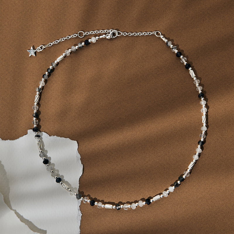 Aura Strengthening Black Rutilated Quartz Necklace - Silver - SNBRQTO