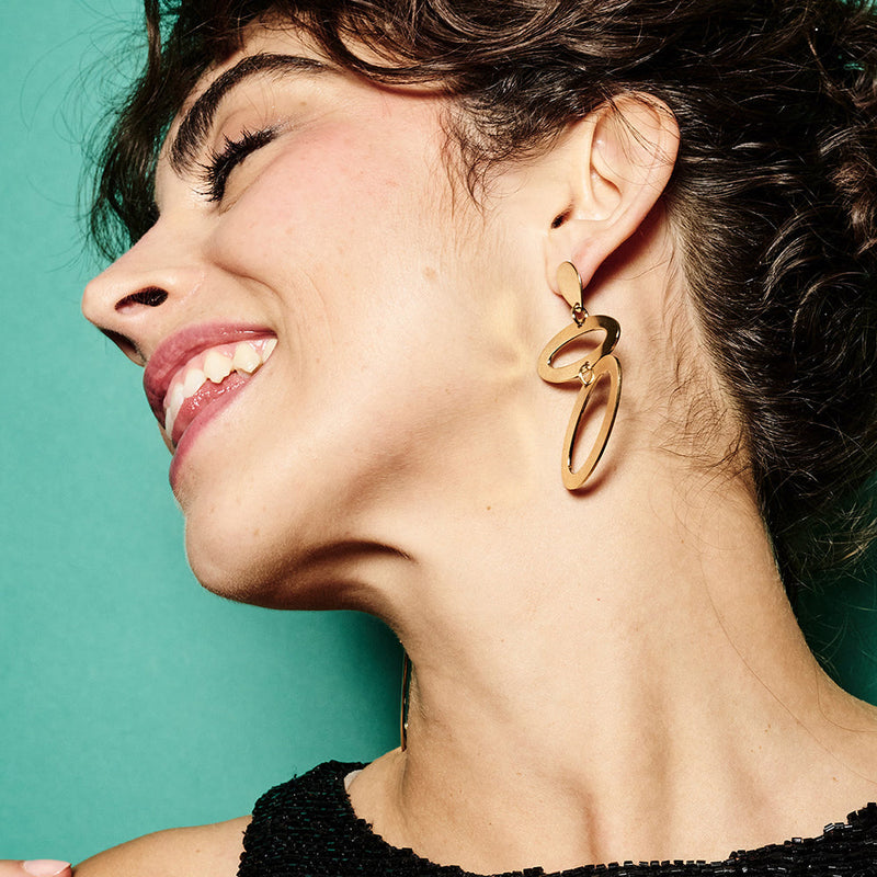 Ellipses Single Earring, Left - Gold