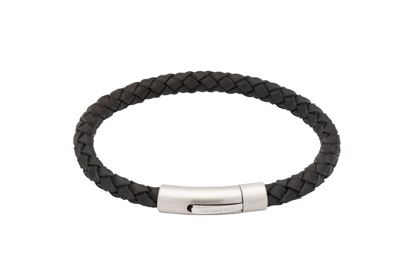 Black Leather Bracelet - B399BL