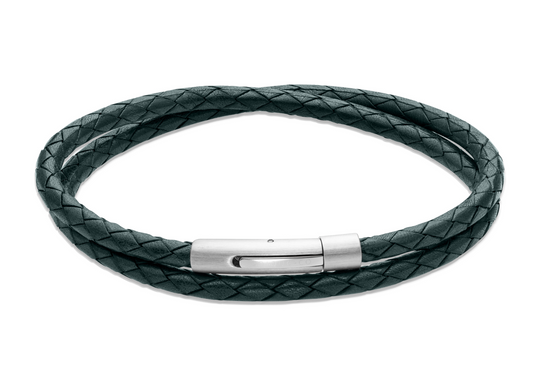 Double Leather Bracelet - Dark Green - B511DG