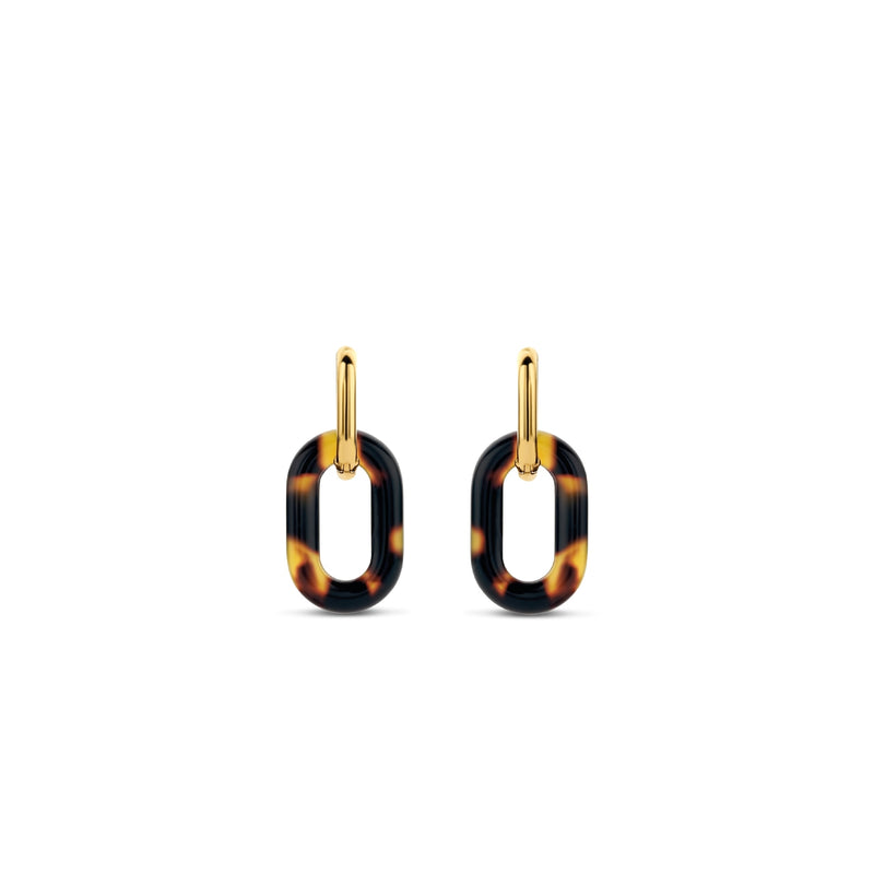 Milano Leopard Pattern Chain Link Earrings - Gold - 7830TU