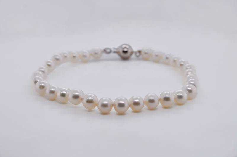Freshwater Pearl Bracelet - Silver - BCRP-CH17/1