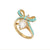 Amelia Bow Ring, Turquoise/Clear - Gold - AS22TRR88