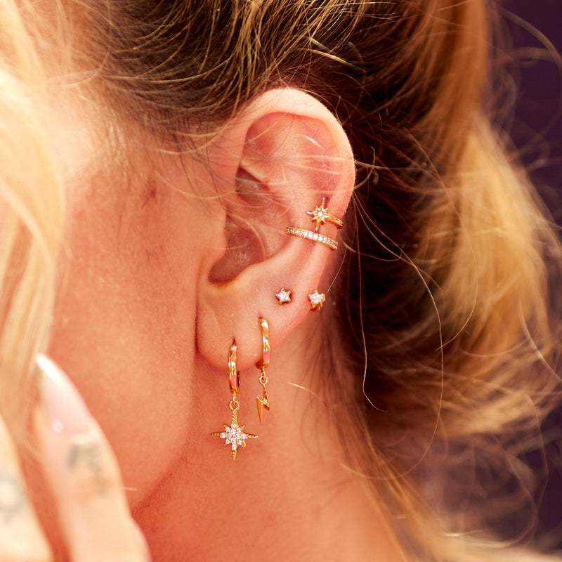 Starburst Hoop Earrings - Gold - SPEDGS41-PV