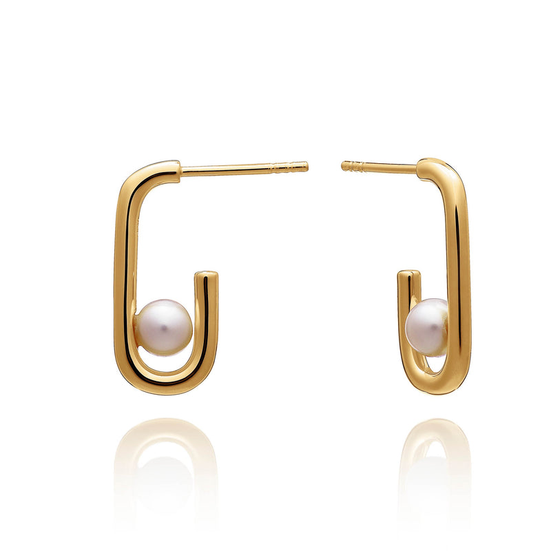 Stellar Hardware White Pearl Hoop Earrings - Gold - BPE05GP