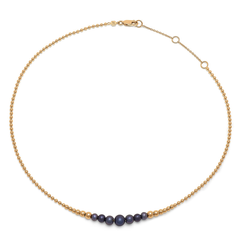 Stellar Graduated Black Pearl Necklace - Gold - BPN02GP