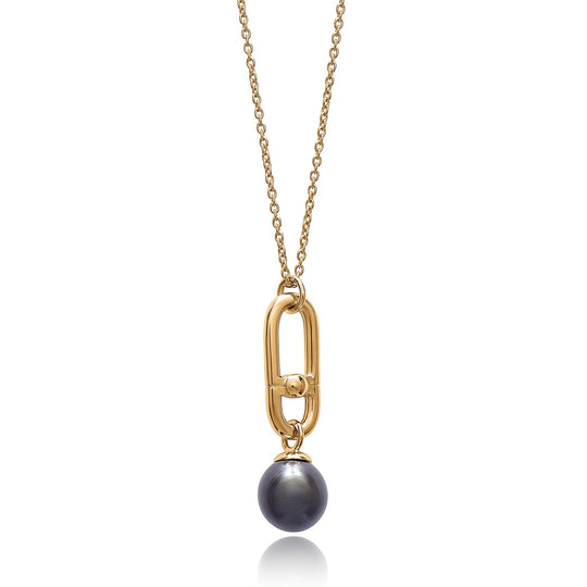 Stellar Hardware Black Pearl Necklace - Gold - BPN03GP