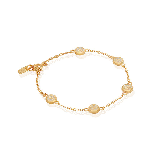 Classic Smooth Rim Station Bracelet - Gold - BR10116-GLD